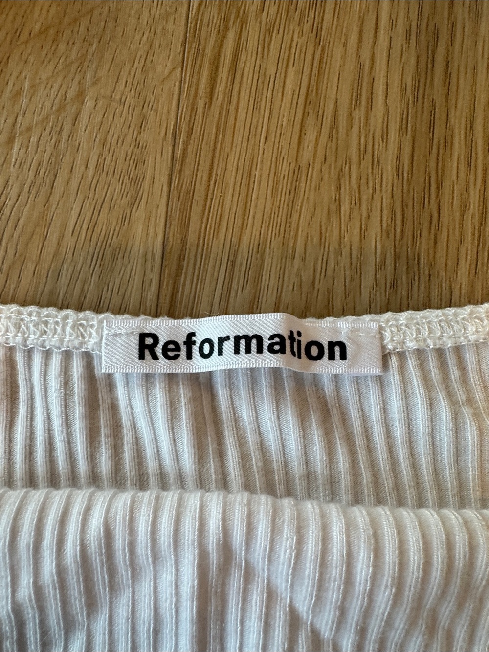 Reformation Cream Ribbed Square-Neck Tank Top - Picture 2 of 3